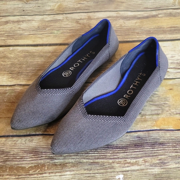 ROTHY'S Grey Pointy Toed Flats Size 8.5 - Picture 1 of 8